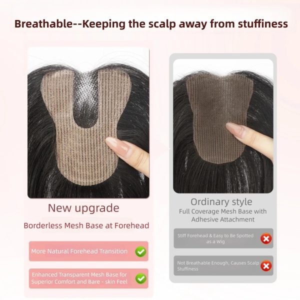 New Seamless Forehead Coverage No Clip Toppers Human Hair Fringe Bangs Magic Paste Hair Toppers For Women Cover Sparse Hair