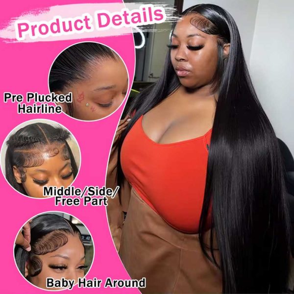 Straight Lace Front Wigs Human Hair 250% Density 13x4 13x6 Full Frontal Transparent 5x5 HD Lace Wigs Glueless Wigs With Hairline