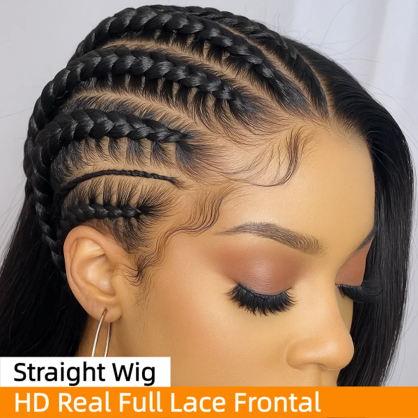 Straight Human Hair Real Full Lace Frontal Wig 100% Human Hair Wig Preplucked HD Lace Wig Bone Straight Lace Front Wig For Woman