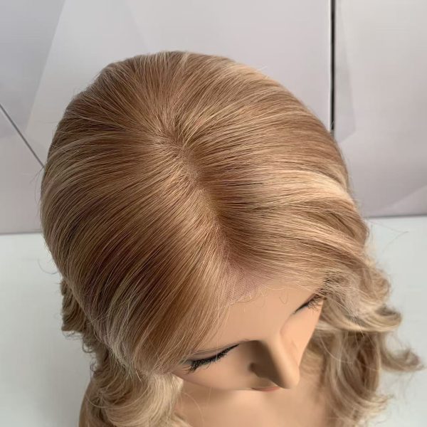 Blonde Highlight Comfortable and breathable Silicone Cap Gluless Medical Wig Replacement European Human Hair
