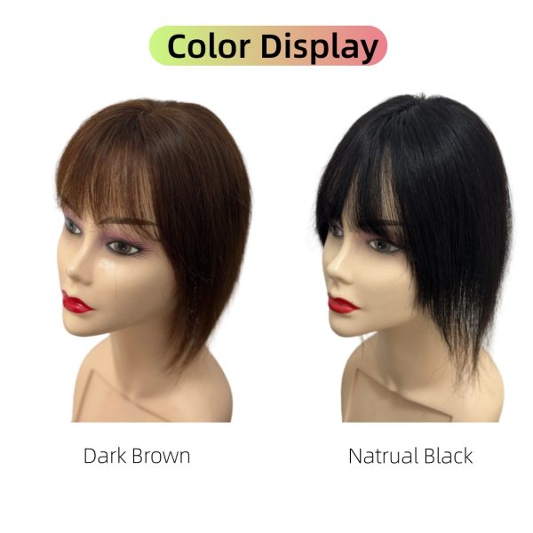 Silk Base Human Hair Topper For Women Clips In Hairpieces with Bangs Free Parting Realistic Scalp Straight Hair Cover Hair Loss