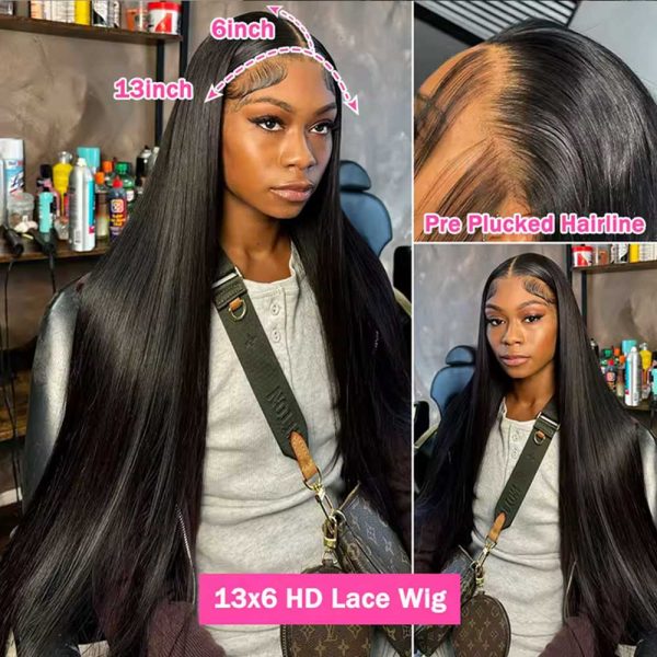 Straight Lace Front Wigs Human Hair 250% Density 13x4 13x6 Full Frontal Transparent 5x5 HD Lace Wigs Glueless Wigs With Hairline