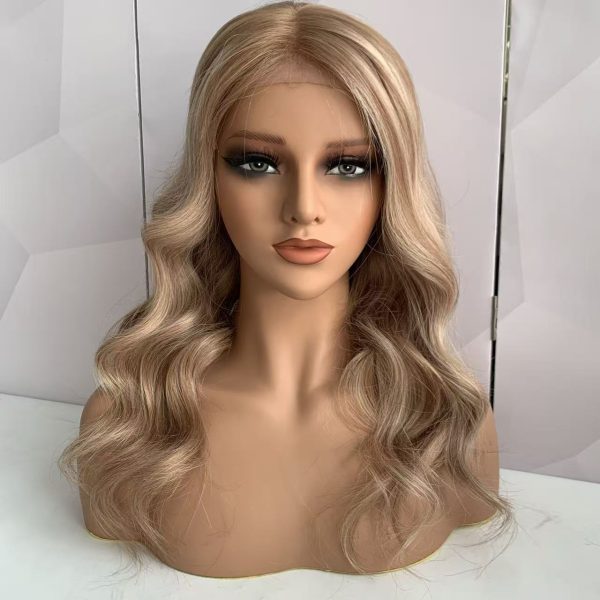 Blonde Highlight Comfortable and breathable Silicone Cap Gluless Medical Wig Replacement European Human Hair