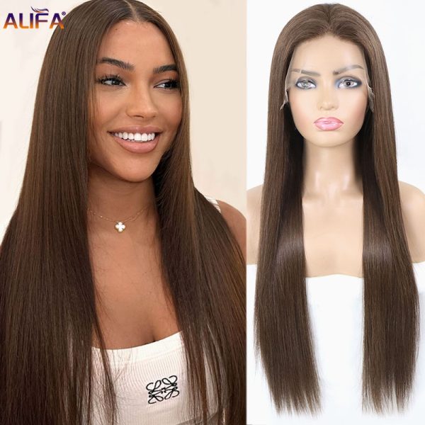 Medical Wigs For Women Remy Human Hair HD Swiss Lace Front Wig Straight Brown Human Hair Wigs For Women Daily Use Glueless Wig